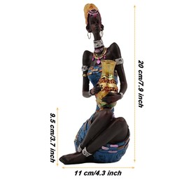 Fuwraixis African Art Statue, Creative Female Tribal Sculpture, Vintage Resin Ornament, Decorations for Home/Office/Wine Cooler, Creative Living Room Decoration Gifts