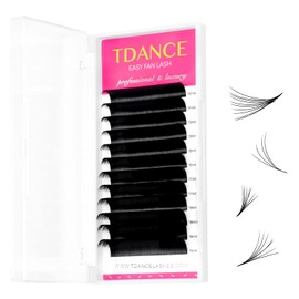 TDANCE Easy Fan Lash Extension Rapid Blooming Volume Eyelash Extensions C CC D DD J B L Curl 0.03-0.12mm Thickness Easy Fan Volume Lashes Self Fanning Eyelashes Extension (0.12-C,14-19 mm)