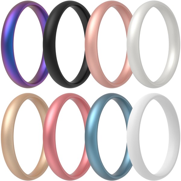 ThunderFit Super Thin Stackable Silicone Rings Wedding Bands for Women