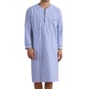 Lars Amadeus Striped Nightshirts for Men's V-Neck Button Down Nightgown