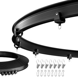 Flexible Ceiling Curtain Track Ceiling Mount, Curved Curtain Rod, Sliding Curtain Track, Room Divider, Shower Curtain Rod, Wall Divider, 16.4 FT/ 5 M, Black