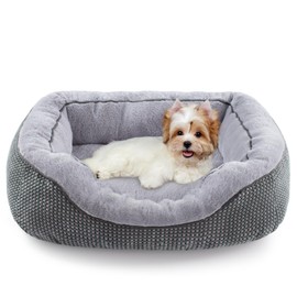 INVENHO Dog Beds for Small Medium Dogs Washable, Calming Dog Bed Small Size Dog, Orthopedic Dog Bed, Warming Soft Calming Sleeping Puppy Bed Durable Pet Bed with Anti-Slip Bottom S Plus(25"x21"x8")