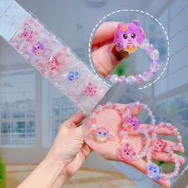 티니핑 카툰 비즈 팔찌 투명 드롭 귀여운 여자아기 보석 키즈 생일 선물 Tiny Ping Cartoon Bead Bracelet Transparent Drop Cute Baby Girl Jewelry Kids Birthday Gift