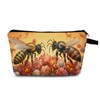 MoCaliduccious Bumblebee & Floral Print Cosmetic Bag Stylish Travel Makeup