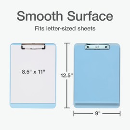 Oxford Plastic Clipboards, Metal Clip with Plastic Corners, Writing Surface with Hanging Loop, Assorted Colors, 12.5" x 9", 6 Pack (25402)