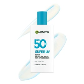 Garnier Super UV Protector Solar Facial Anti-Imperfecciones FPS 50+, con Ácido Salicílico, Amplia Protección Contra Rayos UVA y UVB, Textura Invisible y Ligera, 40 ml