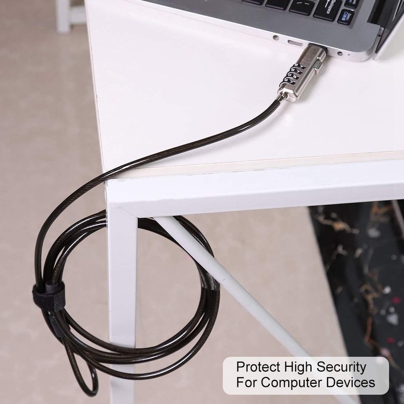 4 Digital Password Laptop Keyless Combination Lock，Universal Anti Theft Wire