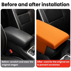 JNNJ Car Armrest Cushion, Car Center Console Pad, Memory Foam Armrest Box, Universal Car Armrest Seat Box Cover Protector, Waterproof Auto Arm Rest Protector Cover Fit for Most Vehicles, Truck(Orange)