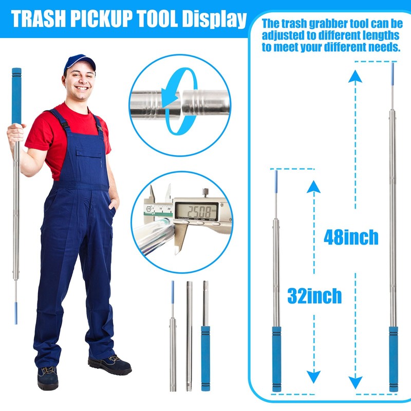 Frebuta Trash Poker Stick,48Inch Trash Picker Upper Grabber High-Duty Stainless