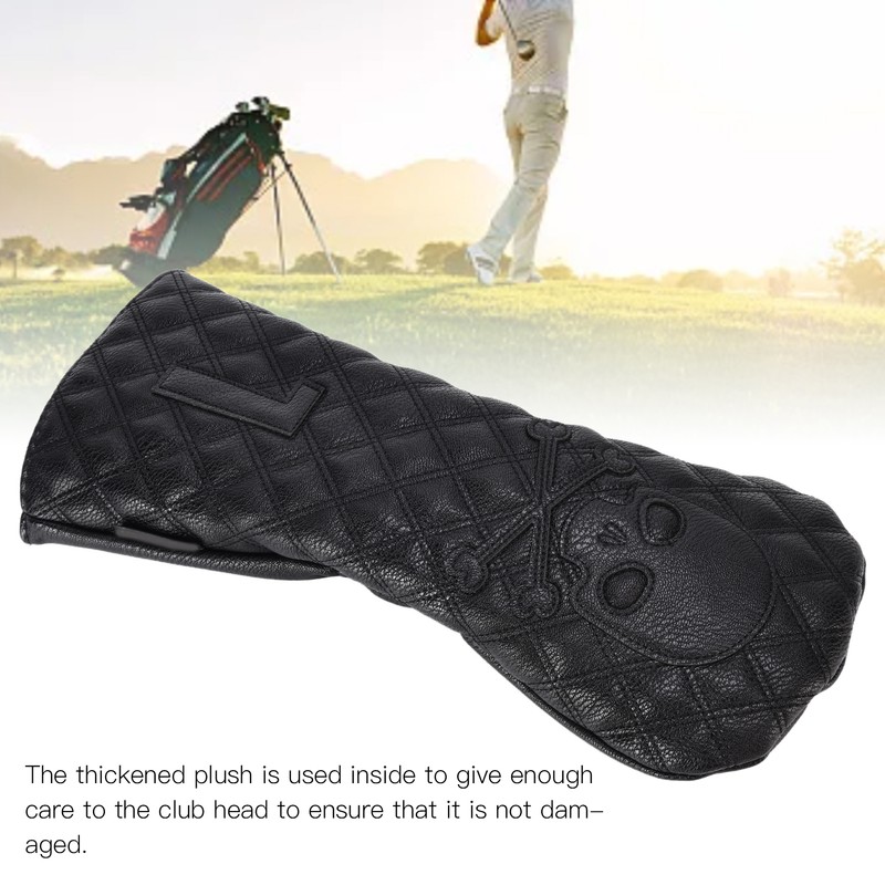 PU Leather Golf Wood Head Covers Waterproof Golf Skull Pattern