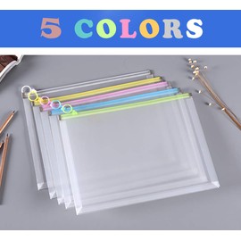 5Packs Clear Plastic Zip Envelopes 9 3/4 x 13 Letter File Document Paper Folder Case