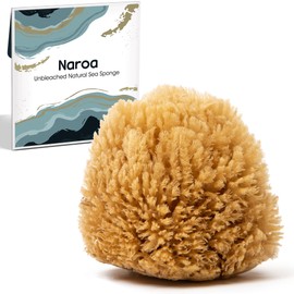 Naroa Esponja de mar natural para bañarse, esponja exfoliante corporal de ducha sin blanquear, esponja de baño exfoliante suave para una piel saludable, esponja renovable ecológica sin plástico para hombres y mujeres (grande)