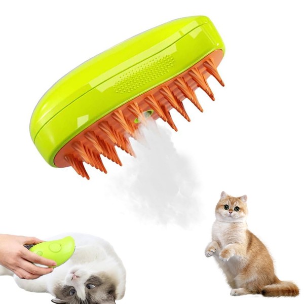 Steamy Cat Brush, Cat Steamy Brush, 3-in-1 Steam Brush for Cats, Cat Care Brush, Pet Hair Removal Comb for Cats and Dogs