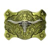 Moranse Golden Longhorns Bull Engraved Pattern Design Cowboy western Belt