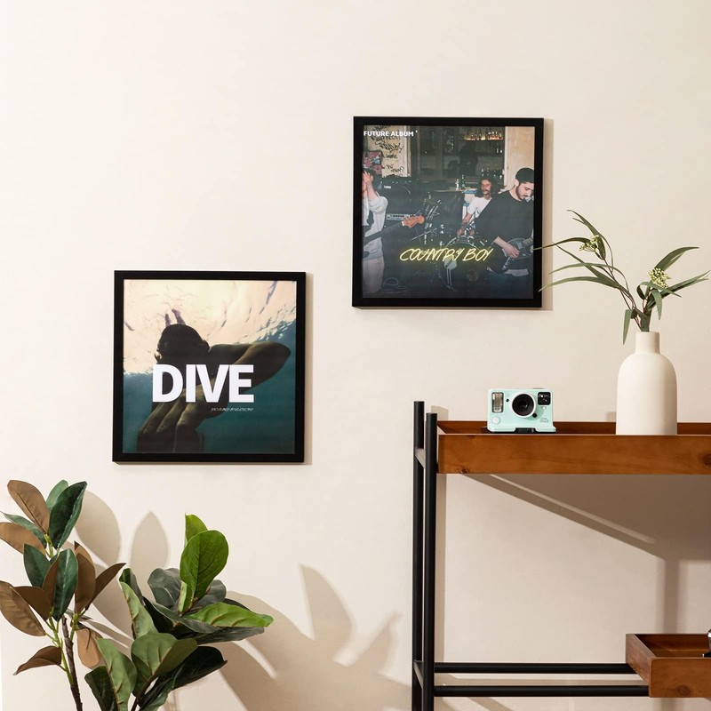 eletecpro 12.5x12.5 Black Record Frame, Sturdy and Lightweight, PVC Album