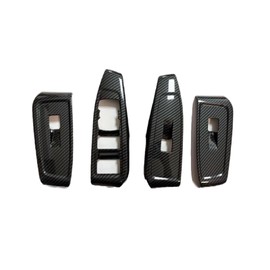 Window Lift Switch Panel Cover Fit for 2023 2024 2025 2026 Ford Ranger XL XLT Lariat Raptor SuperCrew, Door Window Lock Switch Cap Trim Cover(Carbon Fiber)