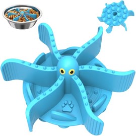 Slow Feeder Insert for Dog Bowl,Silicone Pet Food Slow Feeder（Cuttable）， with Suction Cups for Large Breed and Medium Small Size Compatible with Regular Elevated Metal Glass Bowl