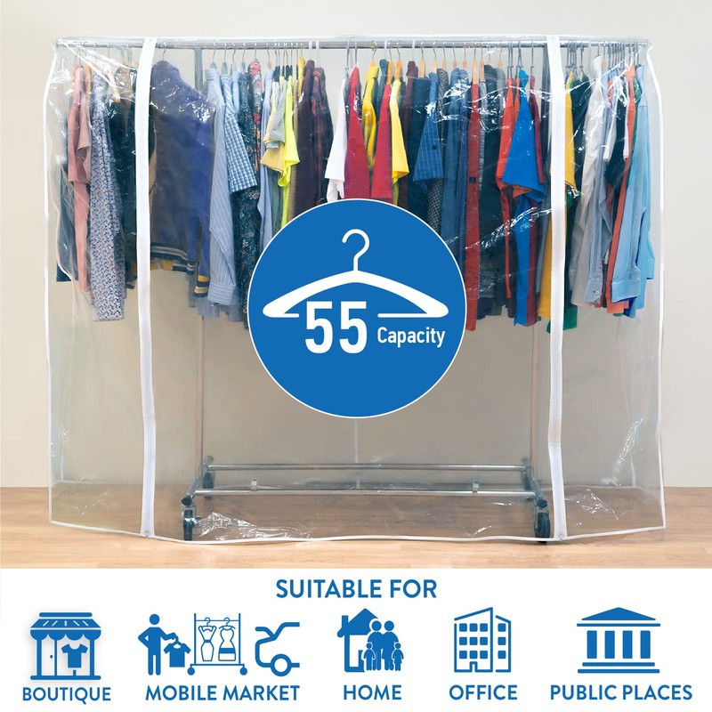 Tatkraft Big Dustproof Protective Cover for Clothes Rail, Easy to