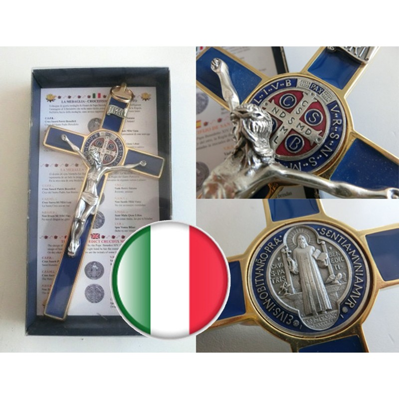 10.004.21 Blue Cross Gold Blue San Benedict 20cm Enamel with