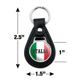 GRAPHICS & MORE Black Leather Italia Italy Italian Flag Keychain