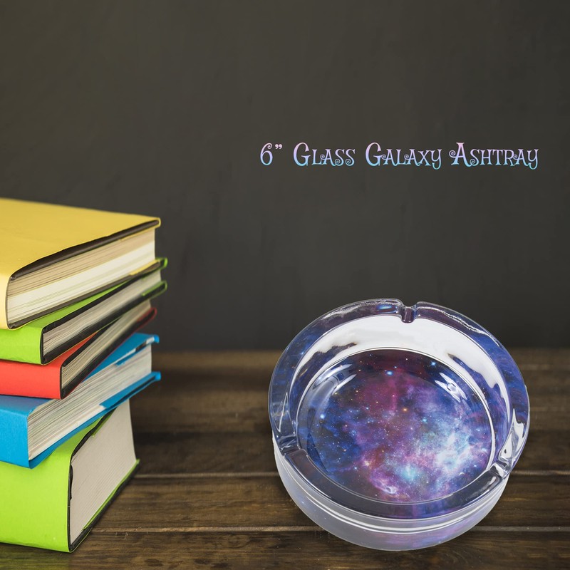 6.0" Extra Large Galaxy Glass Ashtray, Perfect for Smoking Lounges,