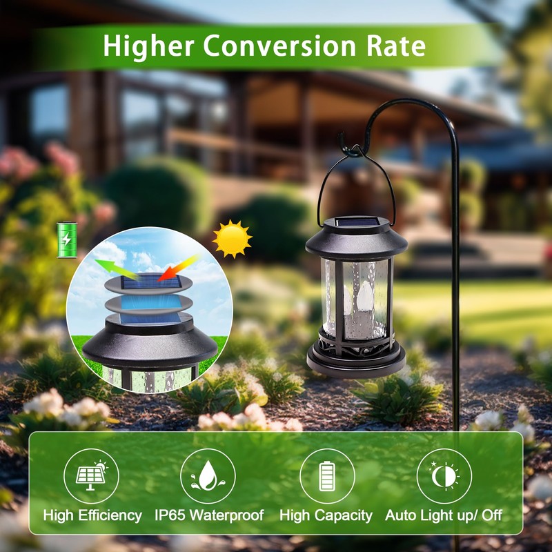 Beautyard Outdoor Solar Candles Lights Flickering Decorative Lantern Stake Lighting