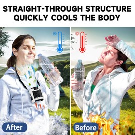 CAZOKASI 10000mAh Waist Clip Fan Wearable Fan Portable Personal Body Fan Powerful Upto 40H Cooling and Heatstroke Prevention Fan (10000mAh / White and Black)