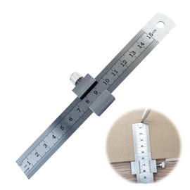 PAVIKE Ruler Stop, Ruler with Stopper, Ruler with Stopper, Ruler Positioning Block, Stainless Steel Ruler, Survey Ruler, Block Positioner with Ruler (5.9 inches (15 cm)