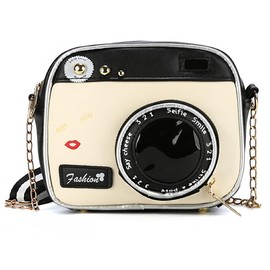 YGCHEN Women's Handbag Camera Shape Shoulder Bag 90s Bag Retro Handbag Camera Crossbody Shoulder Bag Purse 80s 90s Accessories Handbags for Women Girls, Black and White