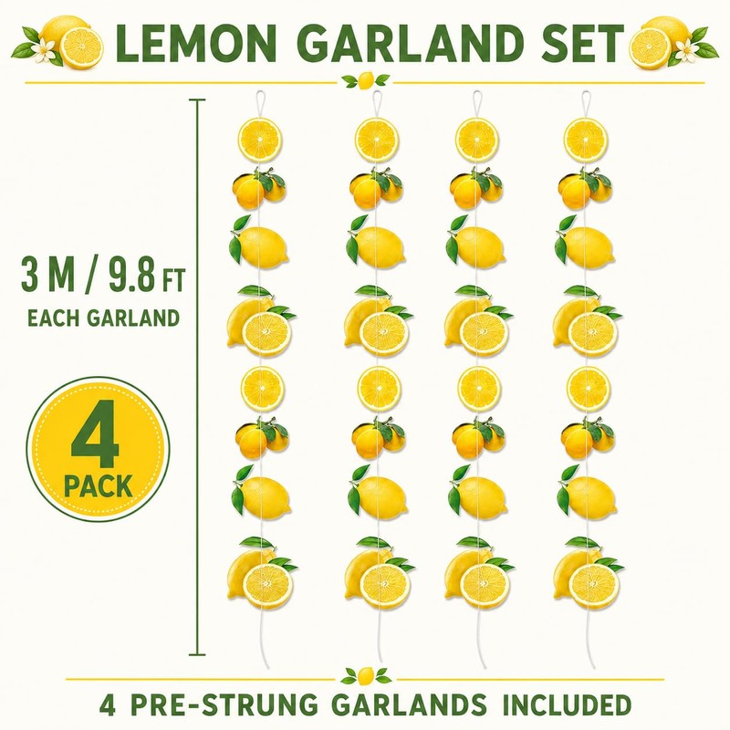 Lemon Party Garland Banner - Tropical Bird Decoration ﻿