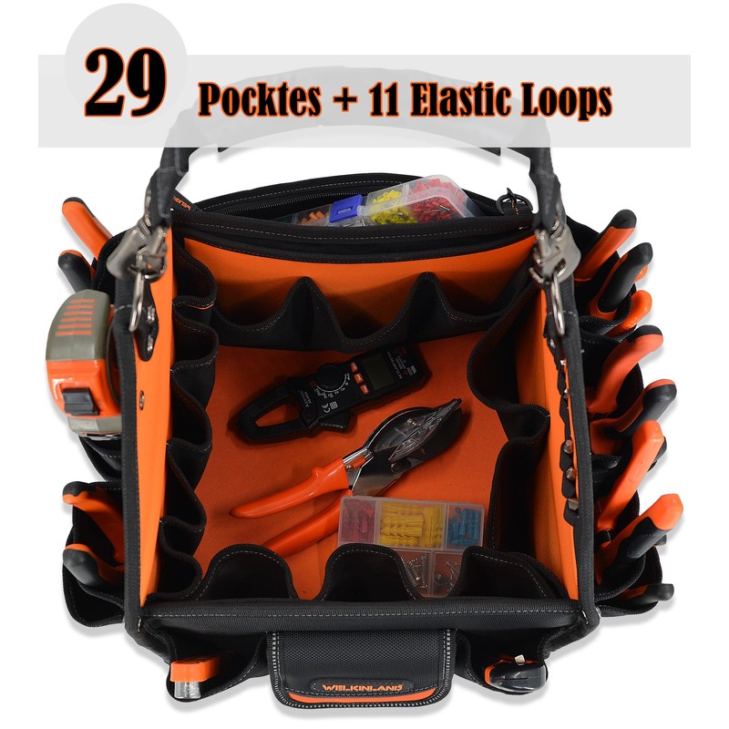 WELKINLAND 40-Pockets Tool tote, 25L Tote tool bag, Tech tools
