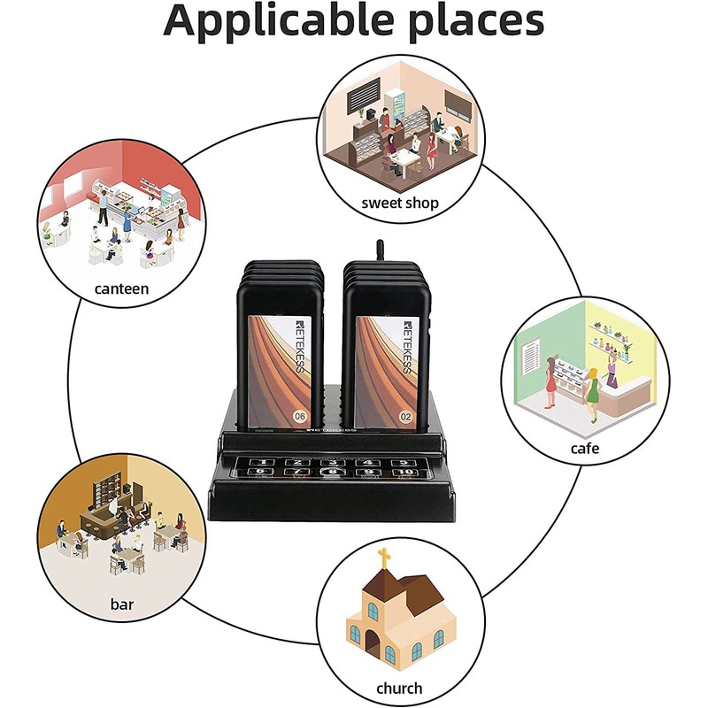 Retekess TD174 Restaurant Buzzer System, Restaurant Waiting Pager, Set with