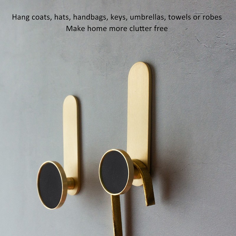 2Pcs Towel Hook Brass Clothes Coat Robe Hanger for Bathroom