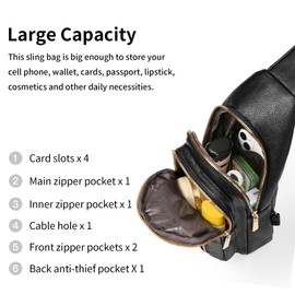 GAEKEAO Sling Bag for Women Crossbody Bags Fanny Pack Vegan Leather Chest Bag Travel Shoulder Belt Purse Backpack Gifts