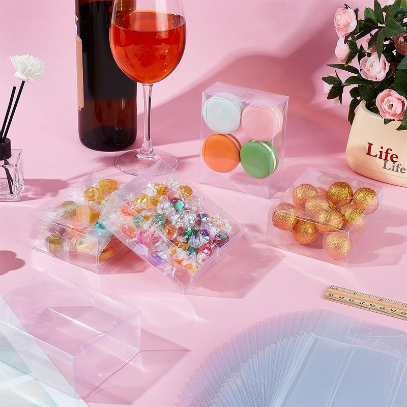 Benecreat 30 Pcs PVC Transparent Plastic Case, Rectangular, 4.3 x