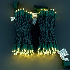 YULETIME Warm White One-Piece 5MM LED Christmas Lights, Total 48 Feet 140 Count 2 Strands 24ft 70ct Waterproof Wide Angle String Light (Warm White)
