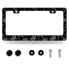 Turtles License Plate Frame Black and White Sea Turtle License Plate Stainless Steel Funny License Plate Holder Men Women Ocean Animal Car Accessory Decoration 12.3" x 6.3"