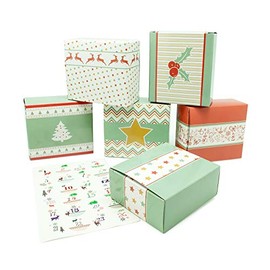 Advent Calendar for Filling, 24 Cardboard Boxes, Gift Bags, Christmas, Calendar Craft Set Including Number Stickers pajoma