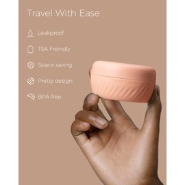 TakeToday Travel Containers for Toiletries, Leak-proof, TSA Approved, Refillable Silicone Cream Jars with Lid Travel Size Essential for Cosmetic toiletry Cream, 2 &3oz, 4 Pack (Apricot)