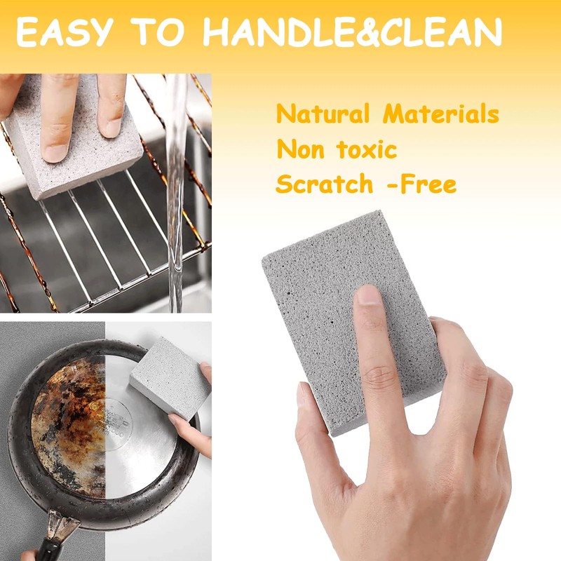 4 Pack Grill Griddle Cleaning Brick Block, Reusable Non-Scratch Pumice