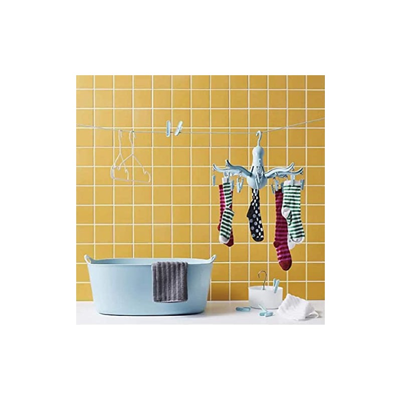 GoFire 2 x Hanging dryer 16 clothes pegs, Turquoise/Pale Blue