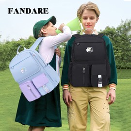 FANDARE Children's Backpack School Bags Boys Girls School Backpack Kids School Bag for 3-6 Class Students Outdoor Travel Daypacks Nursery Bag Backpack Waterproof Nylon, Blue Purple S, Casual