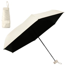 ZMDMAH Mini Umbrella Ultra Compact Ultra Lightweight Pocket Umbrella with 99% UV Protection and UPF50+ Shockproof Fabric Steel Pole 91 cm Umbrella Area Beige Perfect Travel Suitcase and Women's