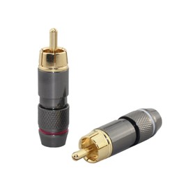 [2pcs] Hi End RCA Male Plug Adapter Audio Phono Gold Plated Solder Connector Wv-hfr2in1