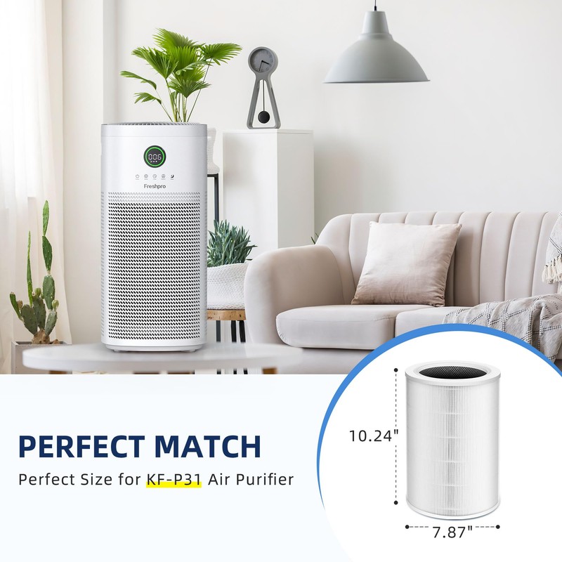 freshpro KF-P31 Air Purifier Replacement Filter, Compatible KF-P31 Air Purifiers,