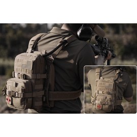 CLTAC Tactical Small MOLLE Hydration Pack Outdoor Water Bladder Carrier Pack with IFAK Med Pouch for Vest Backpack
