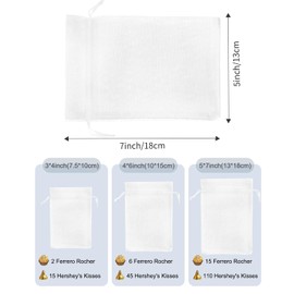 Kslong 100PCS Sheer Organza Bags Drawstring 4x6, Small Jewelry Mesh Bags Drawstring, Mesh Party Wedding Favor Bags for Small Business,Gift,Candy,Bracelet Packaging,Empty Sachet Bags (White)
