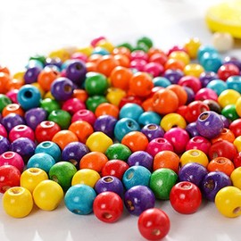ToBeIT 600pcs Assorted Color Wood Beads 10mm Round Colorful Wooden Bead painted wooden beads for Jewelry Making, DIY Crafts, home & party Decoration（10mm）