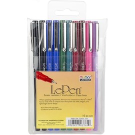 Marvy Le Pen, 0.3 mm Micro Fine Tip, Assorted Colors, Pack of 10 - 1401871