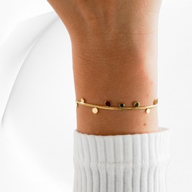 Acura-Styles Hippie Bracelet Women's Boho Bracelet Women's Stainless Steel 18 Carat Gold-Plated Waterproof Nickel-Free Skin Compatible Plate Bracelet Playful Bracelet Gift for Women, Unit size,